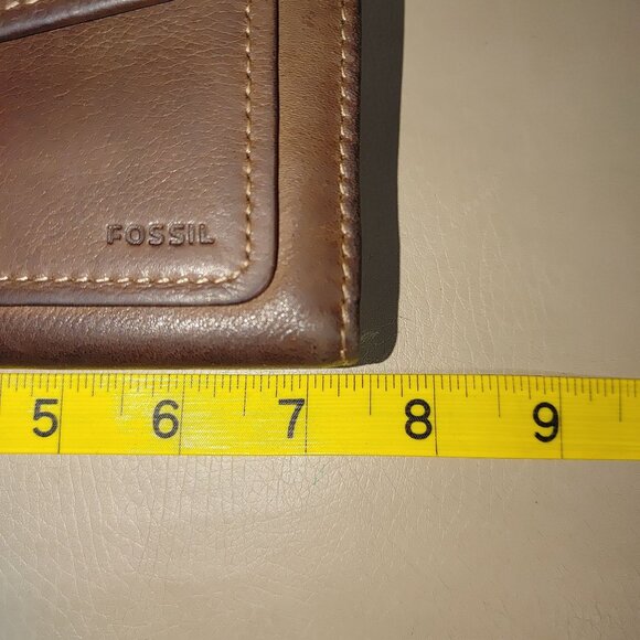 Fossil Brown Leather Wallet Clutch Multiple Slots Snap Zip Closures Organizer - Picture 8 of 9
